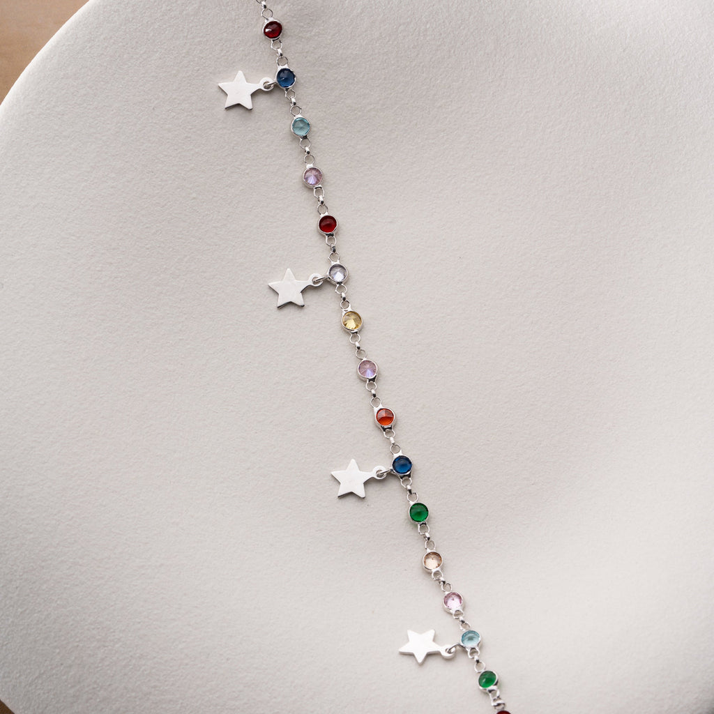 COLORFULL STERN FUSSKETTE | 925 SILBER