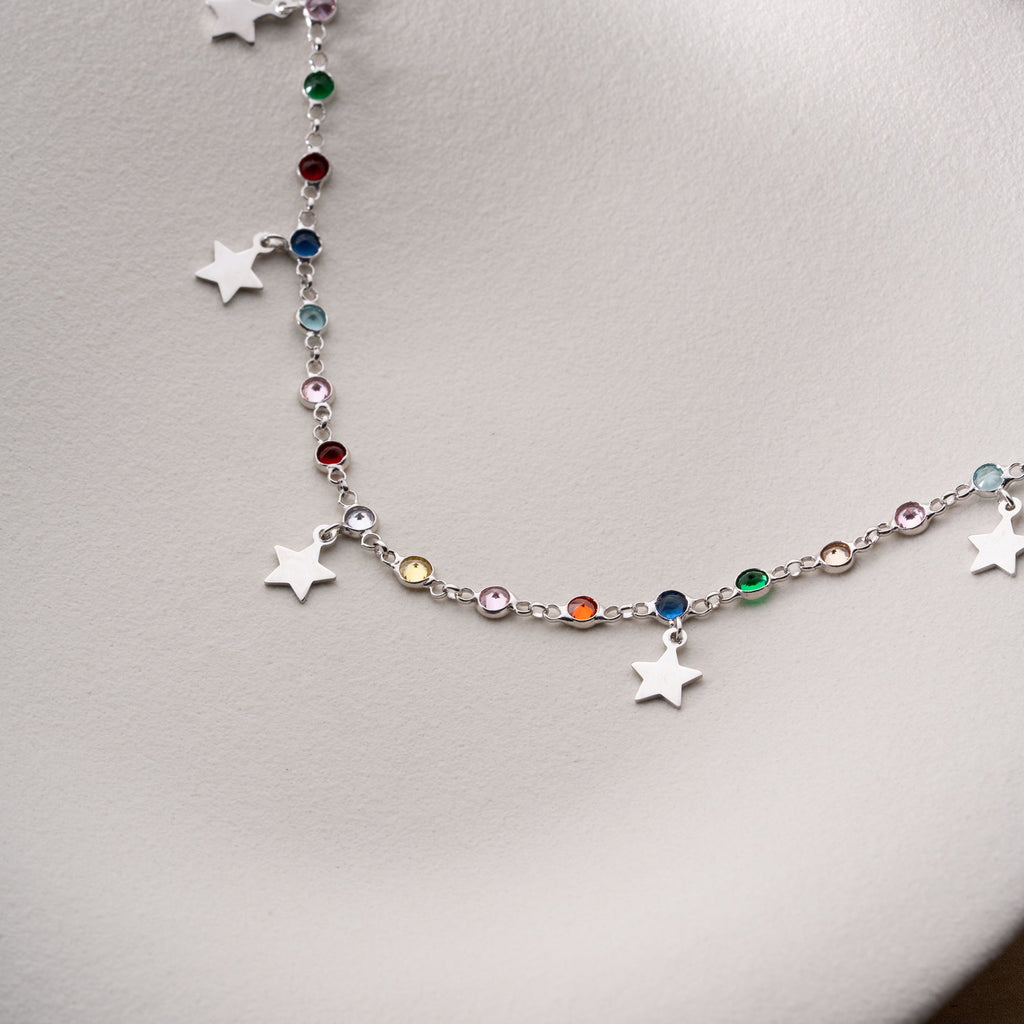 COLORFULL STERN FUSSKETTE | 925 SILBER