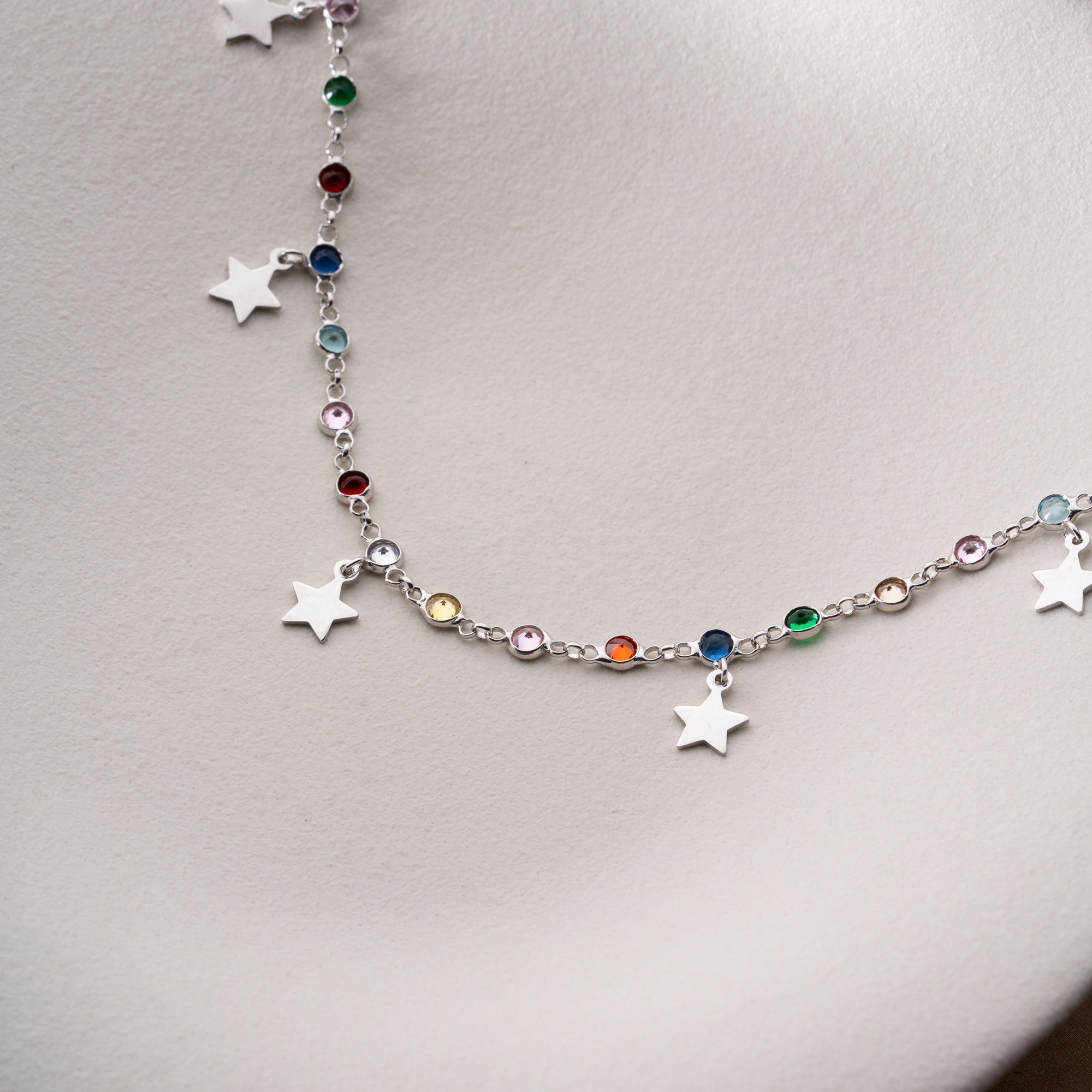 COLORFULL STERN FUSSKETTE | 925 SILBER