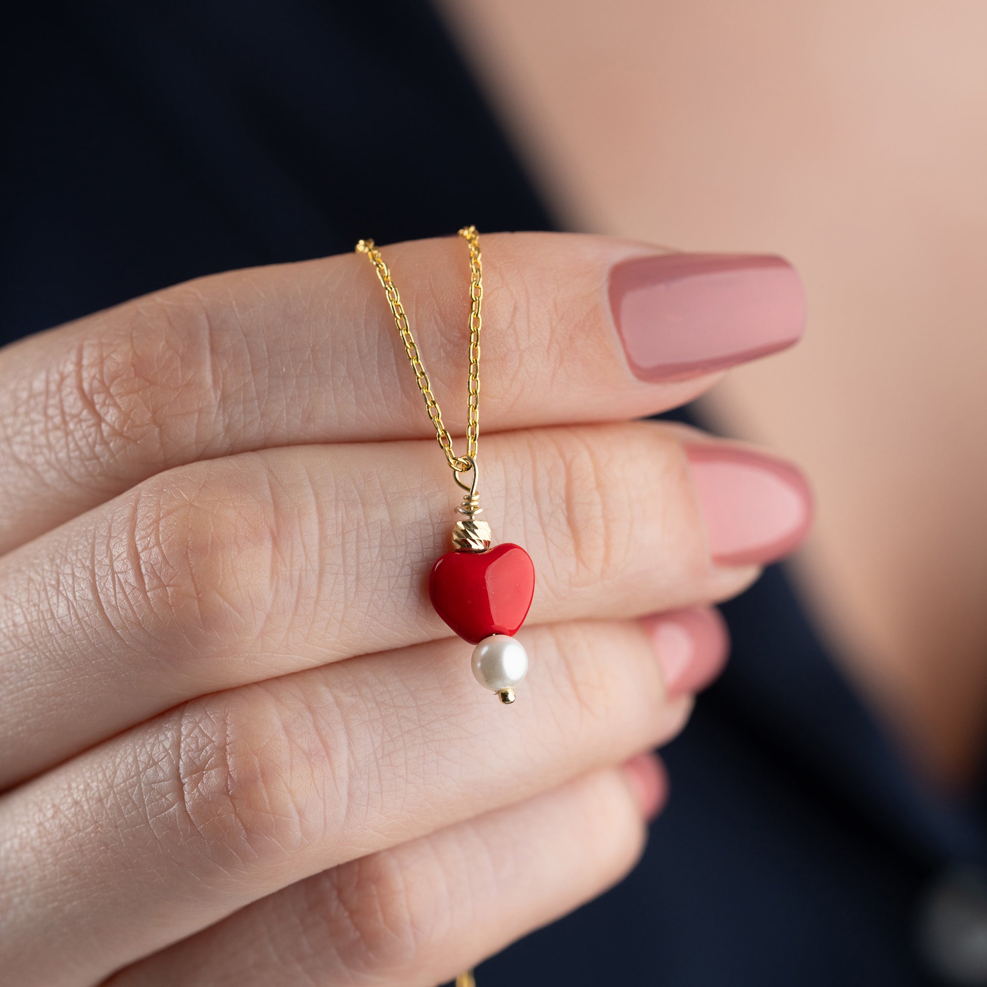 HERZ PERLE HALSKETTE aus 925 Silber - Eleganter Halskette - AURIME