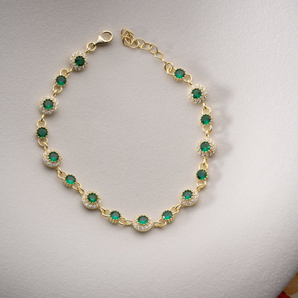 GRÜNER HELLY ARMKETTE | 925 SILBER