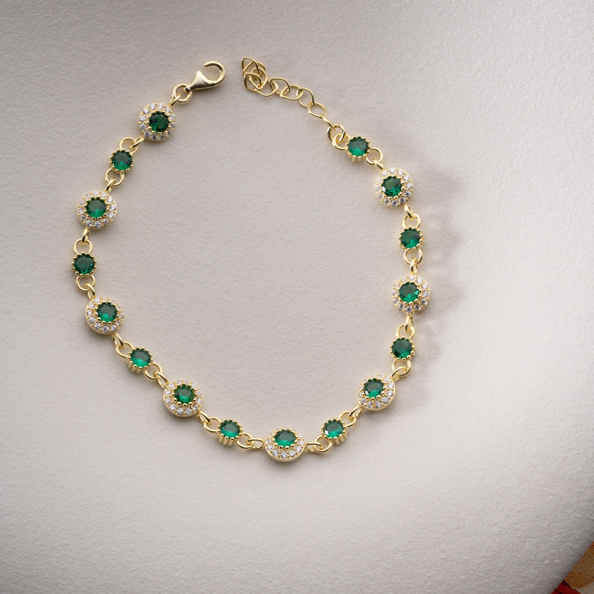 GRÜNER HELLY ARMKETTE | 925 SILBER