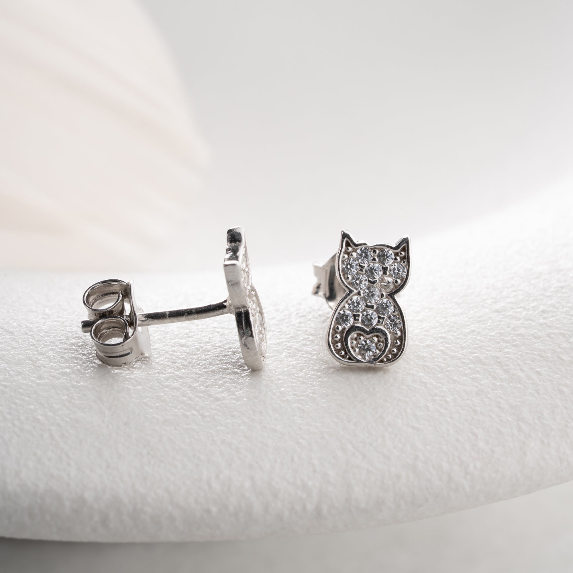 STEINIGE KATZE OHRRINGE | 925 SILBER
