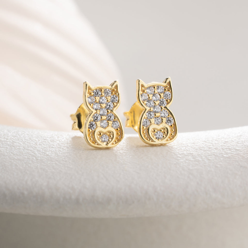 STEINIGE KATZE  OHRRINGE | 925 SILBER