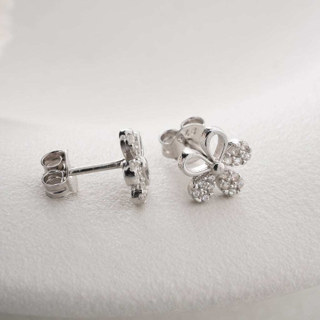 STEINIGE BLUME OHRRINGE | 925 SILBER