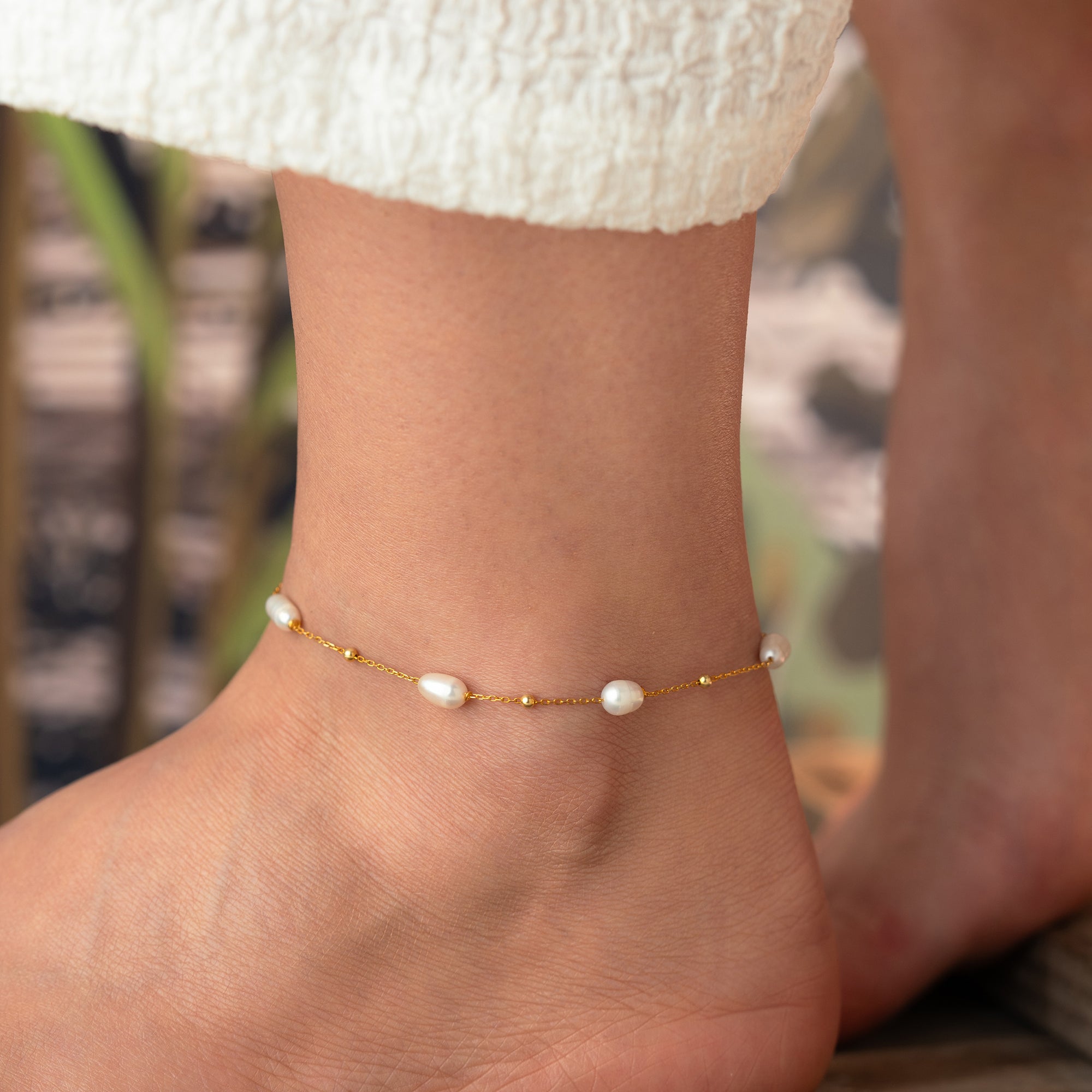 PEARL FUSSKETTE aus 925 Silber - Eleganter Halskette - AURIME