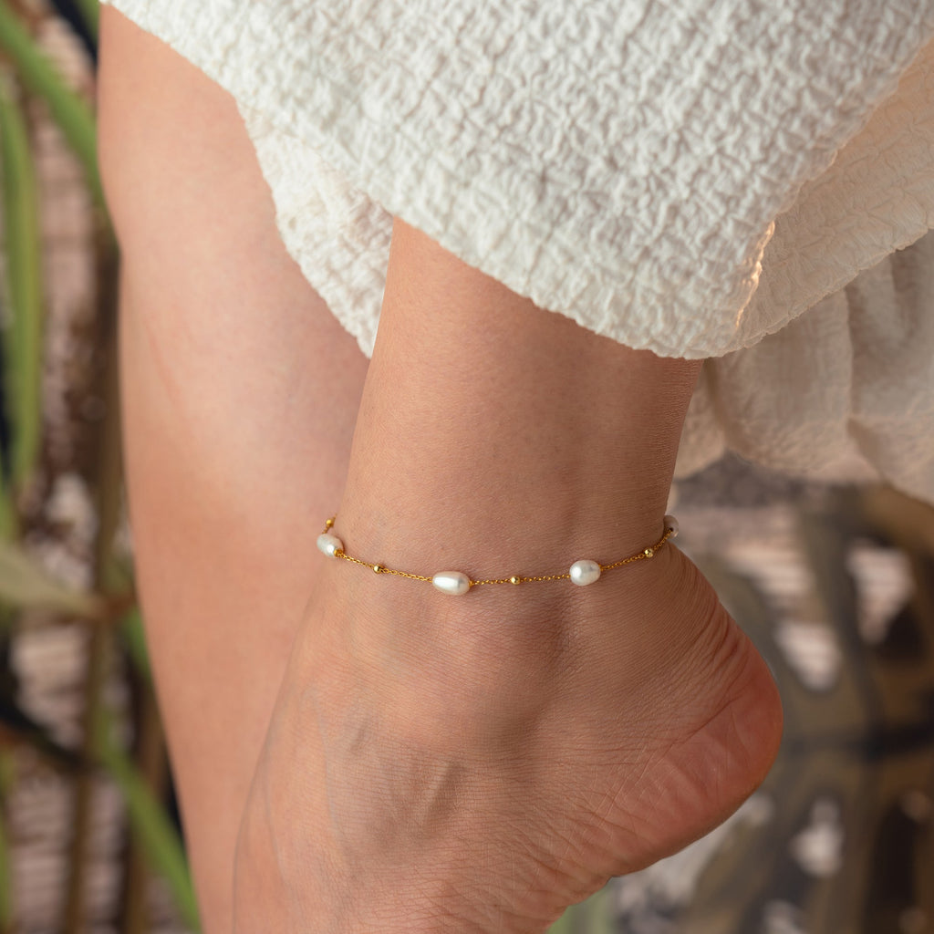 PEARL FUSSKETTE aus 925 Silber - Eleganter Halskette - AURIME