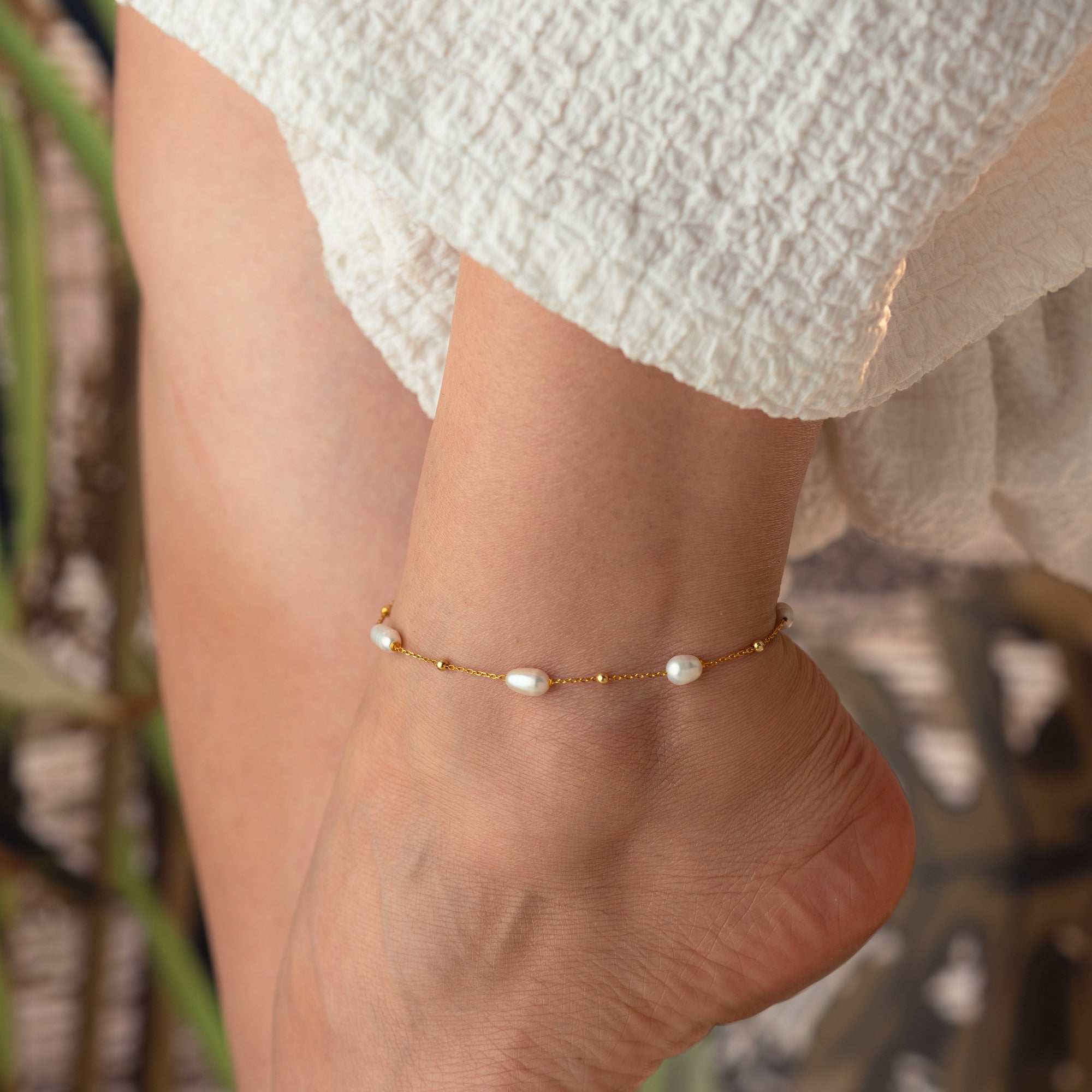 PEARL FUSSKETTE aus 925 Silber - Eleganter Halskette - AURIME