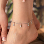 HALBMOND FUSSKETTE aus 925 Silber - Eleganter Halskette - AURIME