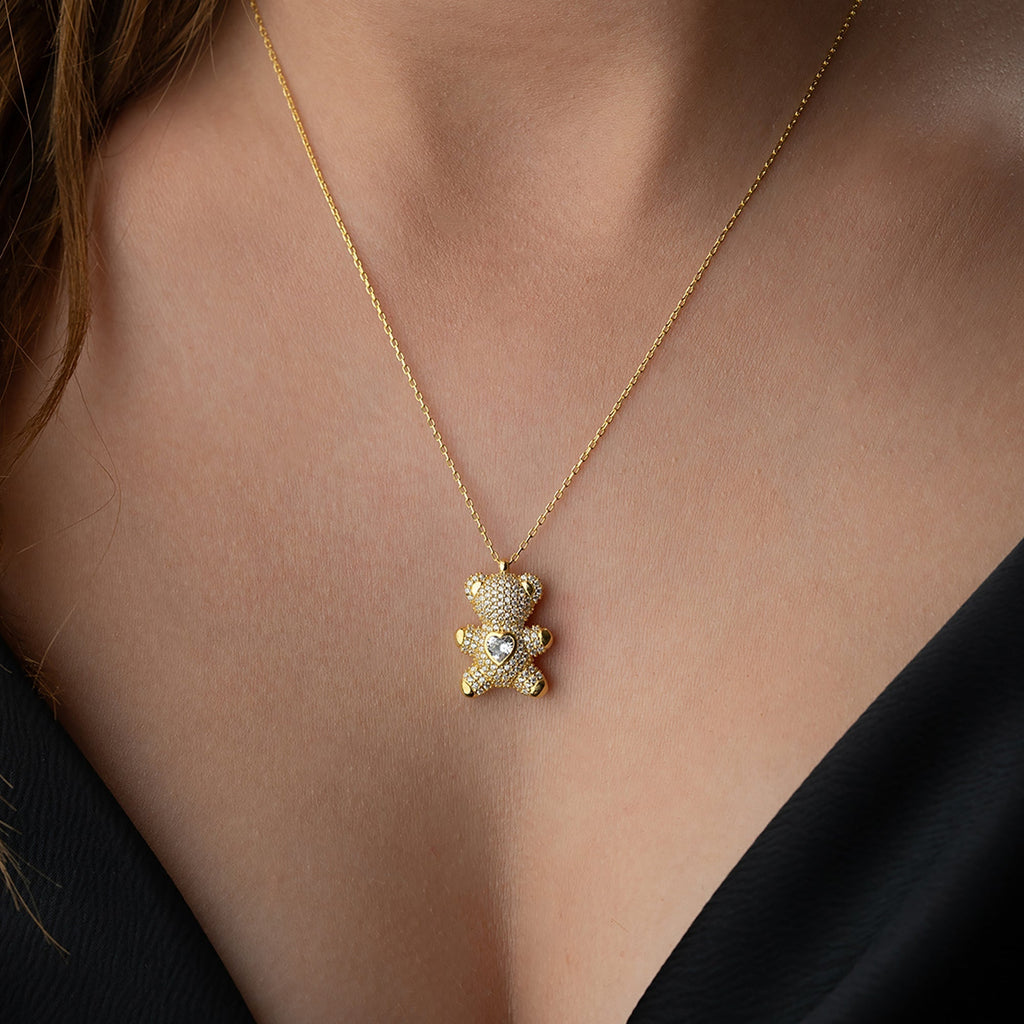 TEDDY HEART KETTE aus 925 Silber - Eleganter Halskette - AURIME