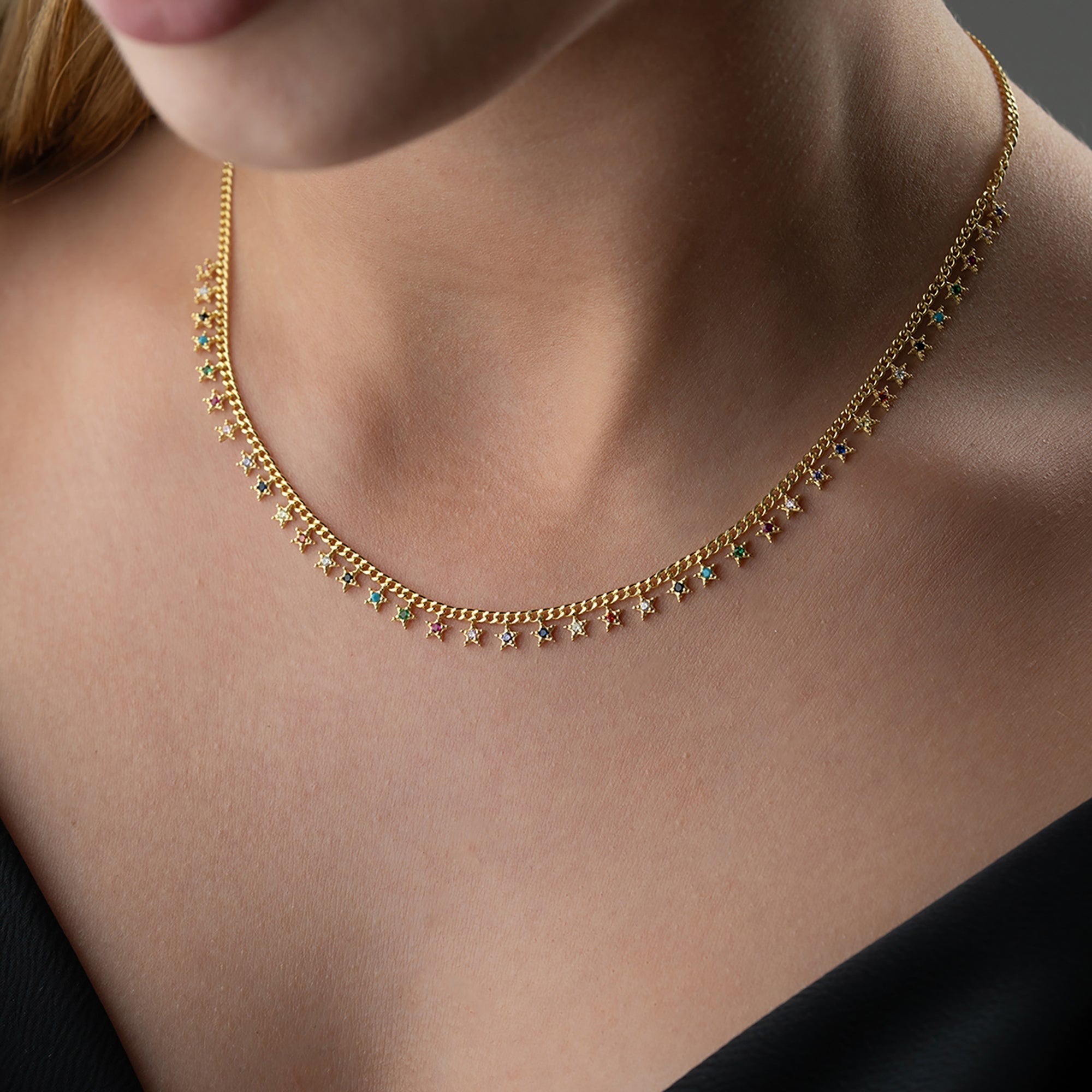 MIE STERN COLORFULL KETTE aus 925 Silber - Eleganter Halskette - AURIME