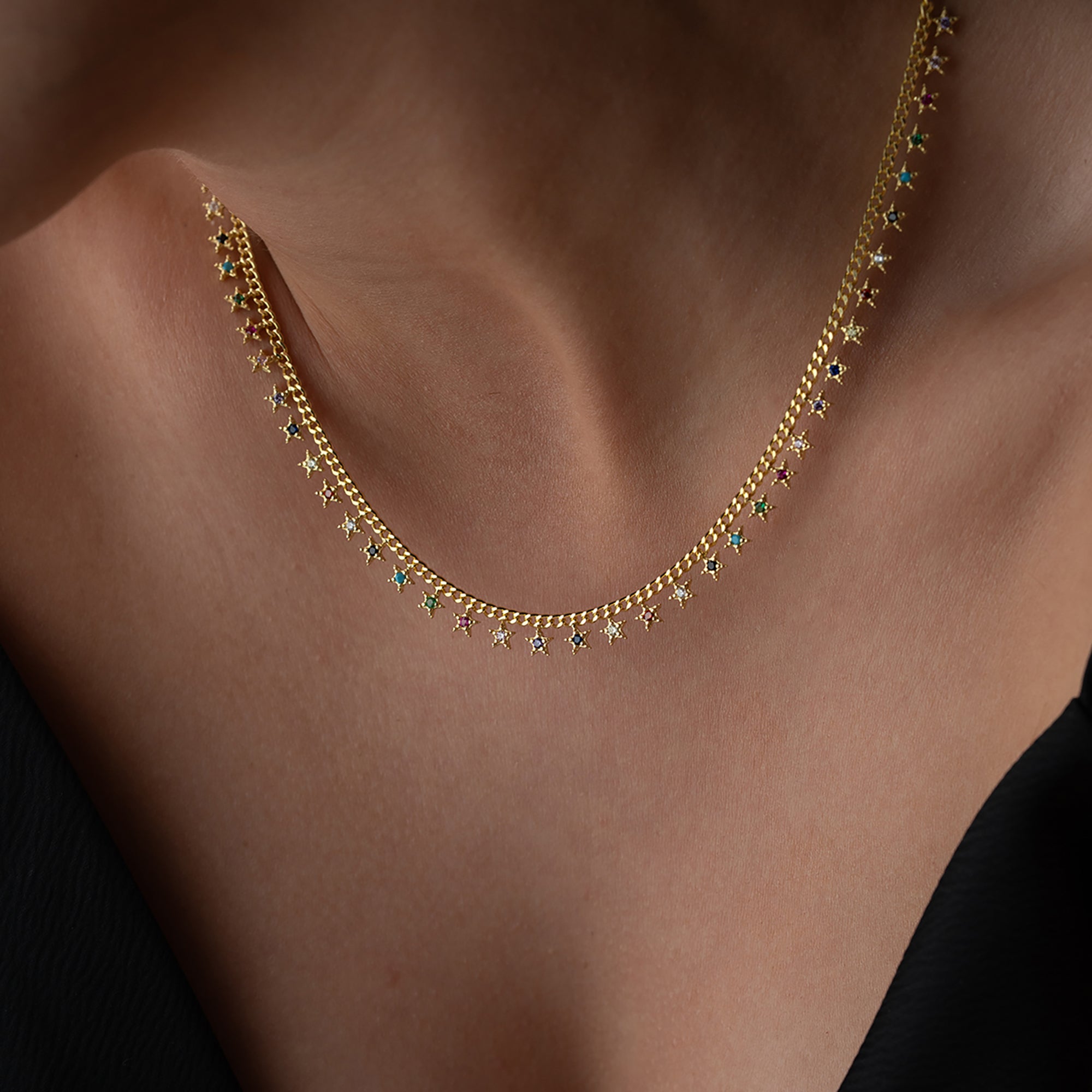MIE STERN COLORFULL KETTE aus 925 Silber - Eleganter Halskette - AURIME