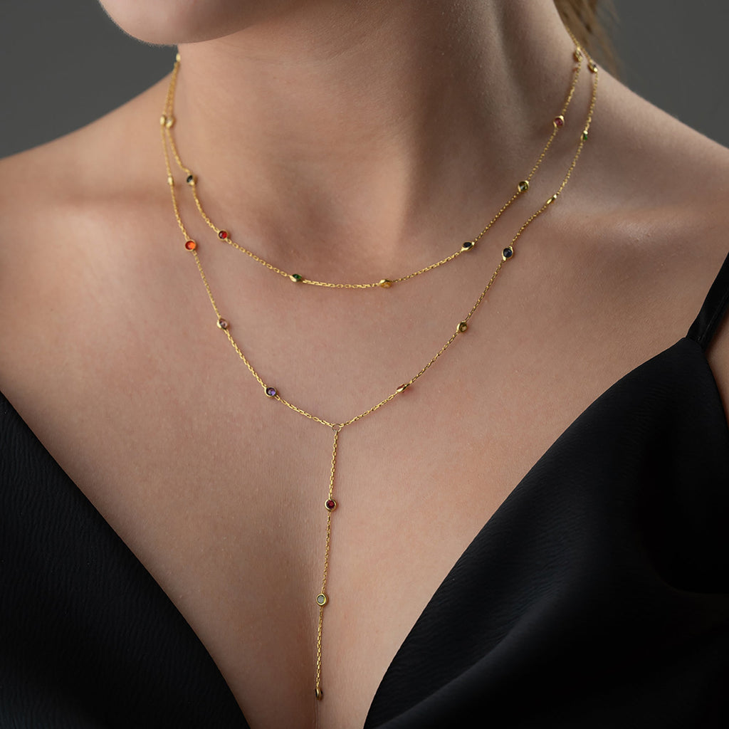 NOE COLORFULL Y KETTE aus 925 Silber - Eleganter Halskette - AURIME