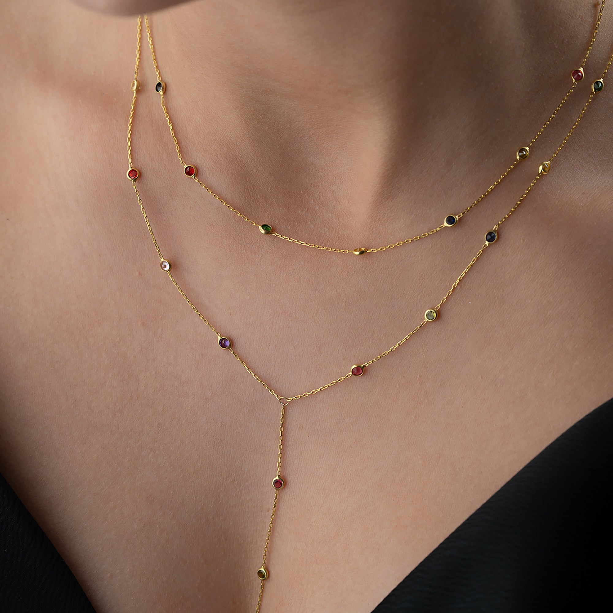 NOE COLORFULL Y KETTE aus 925 Silber - Eleganter Halskette - AURIME