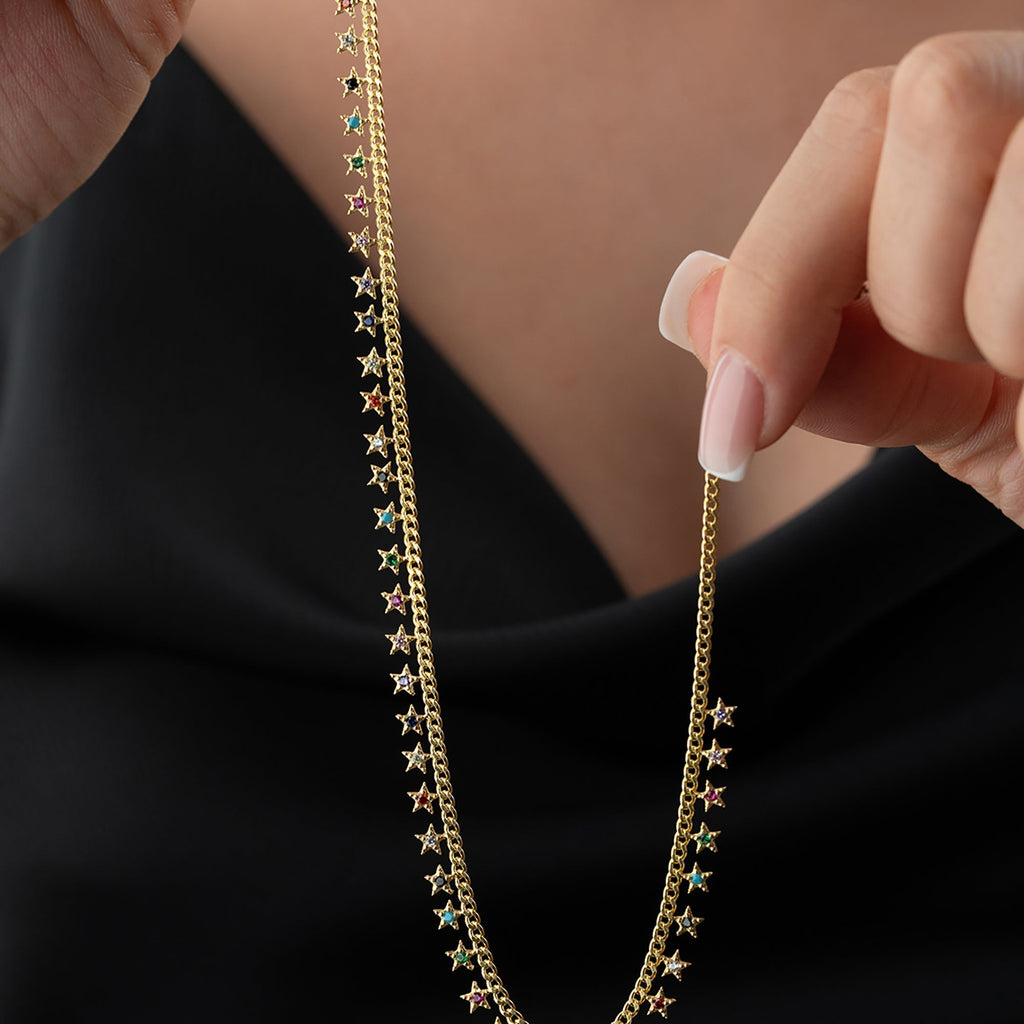 MIE STERN COLORFULL KETTE aus 925 Silber - Eleganter Halskette - AURIME