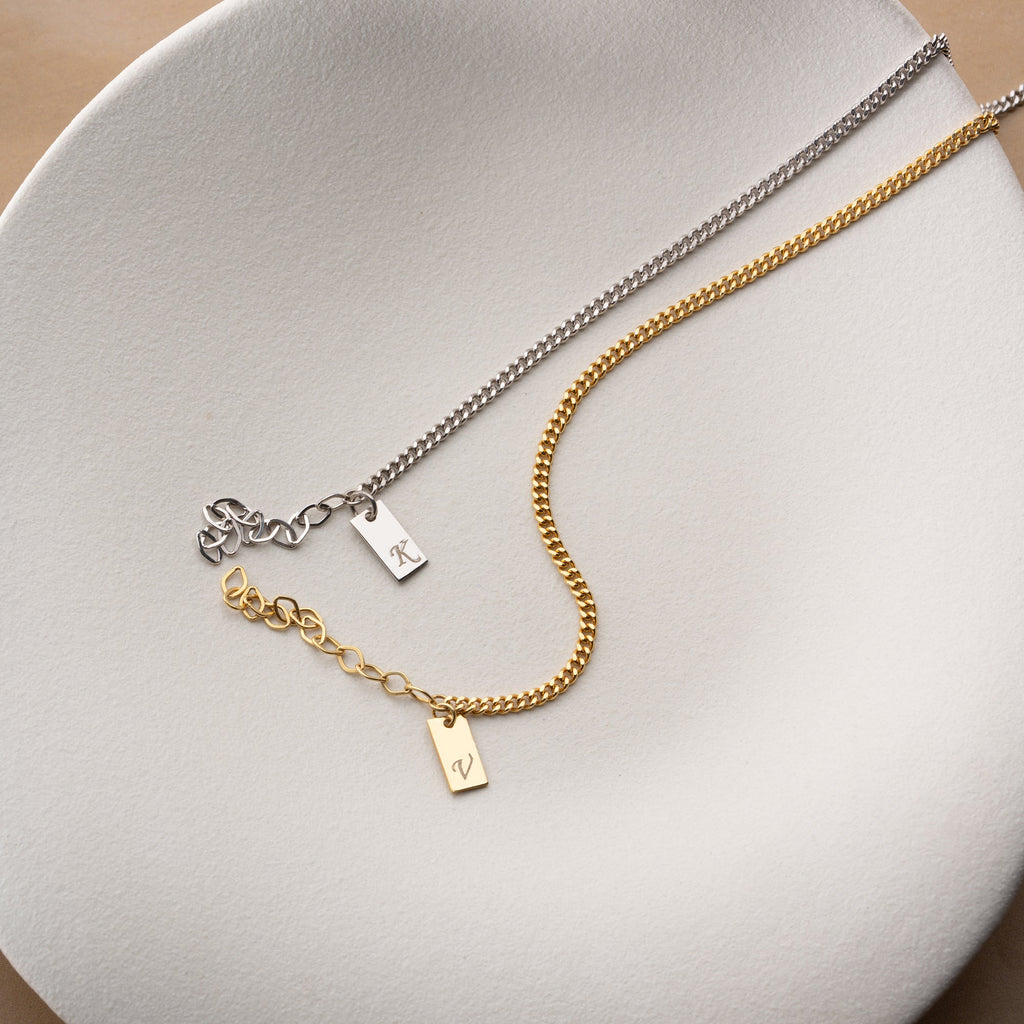 BUCHSTABEN-PLÄTTCHEN PAAR-ARMBÄNDER | 925 SILBER