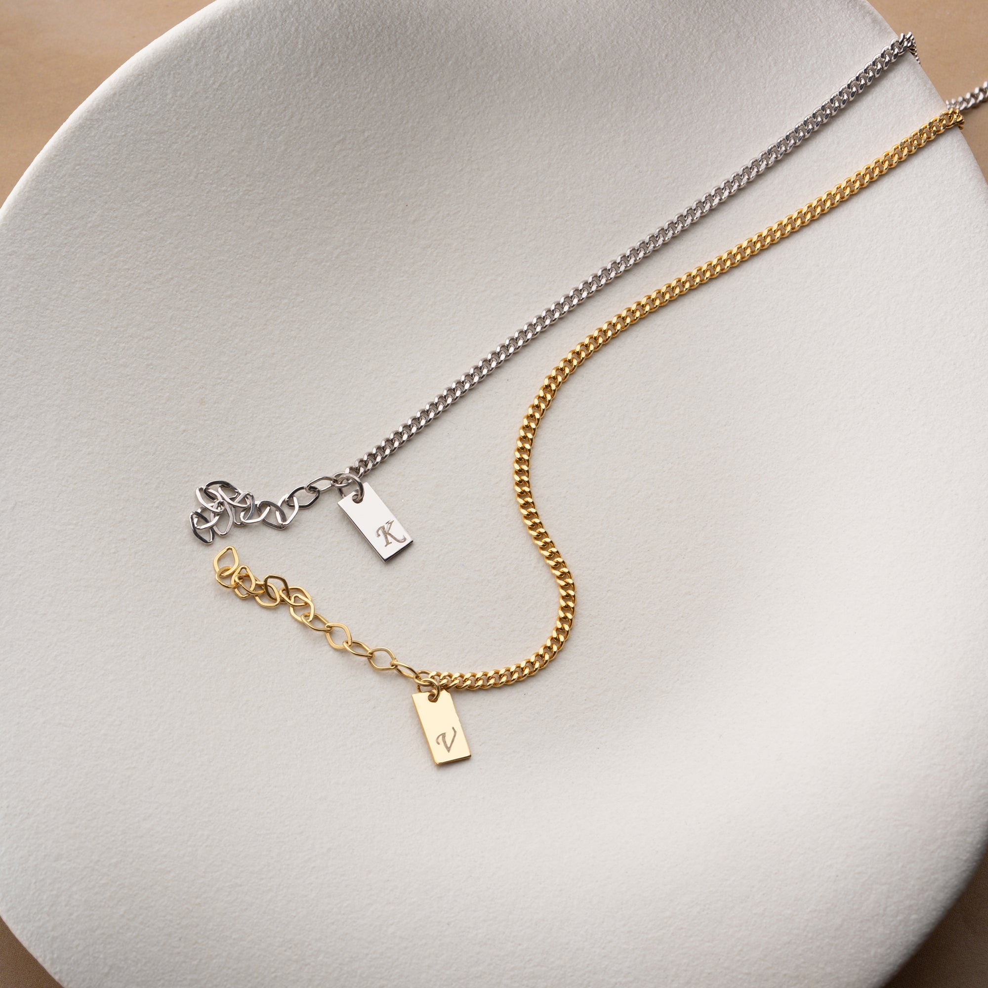 BUCHSTABEN-PLÄTTCHEN PAAR-ARMBÄNDER | 925 SILBER