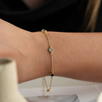 MINIMAL SCHWARZE KLEE ARMKETTE aus 925 Silber - Eleganter Halskette - AURIME