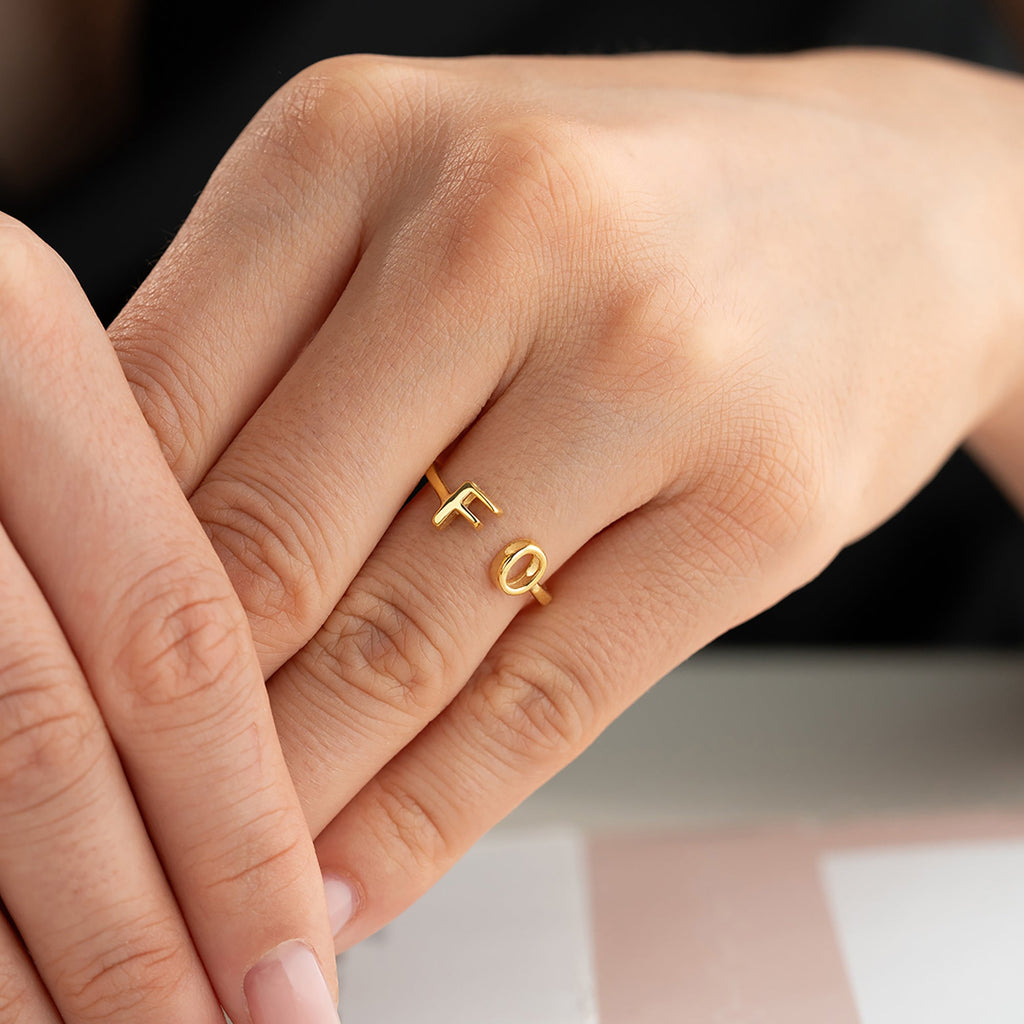 BUCHSTABEN RING aus 925 Silber - Eleganter Ring - AURIME