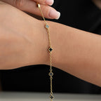 MINIMAL SCHWARZE KLEE ARMKETTE aus 925 Silber - Eleganter Halskette - AURIME