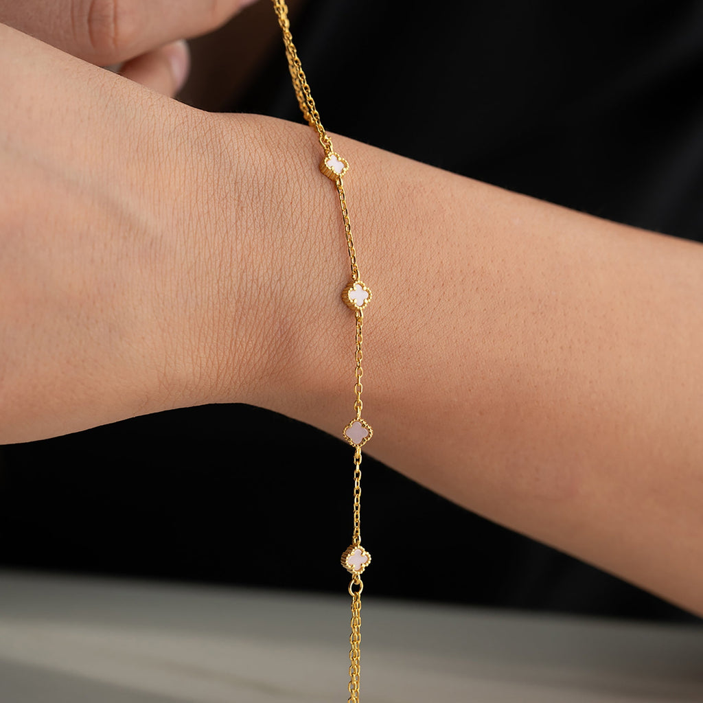 MINI KLEE ROSA HANDKETTE aus 925 Silber - Eleganter Halskette - AURIME