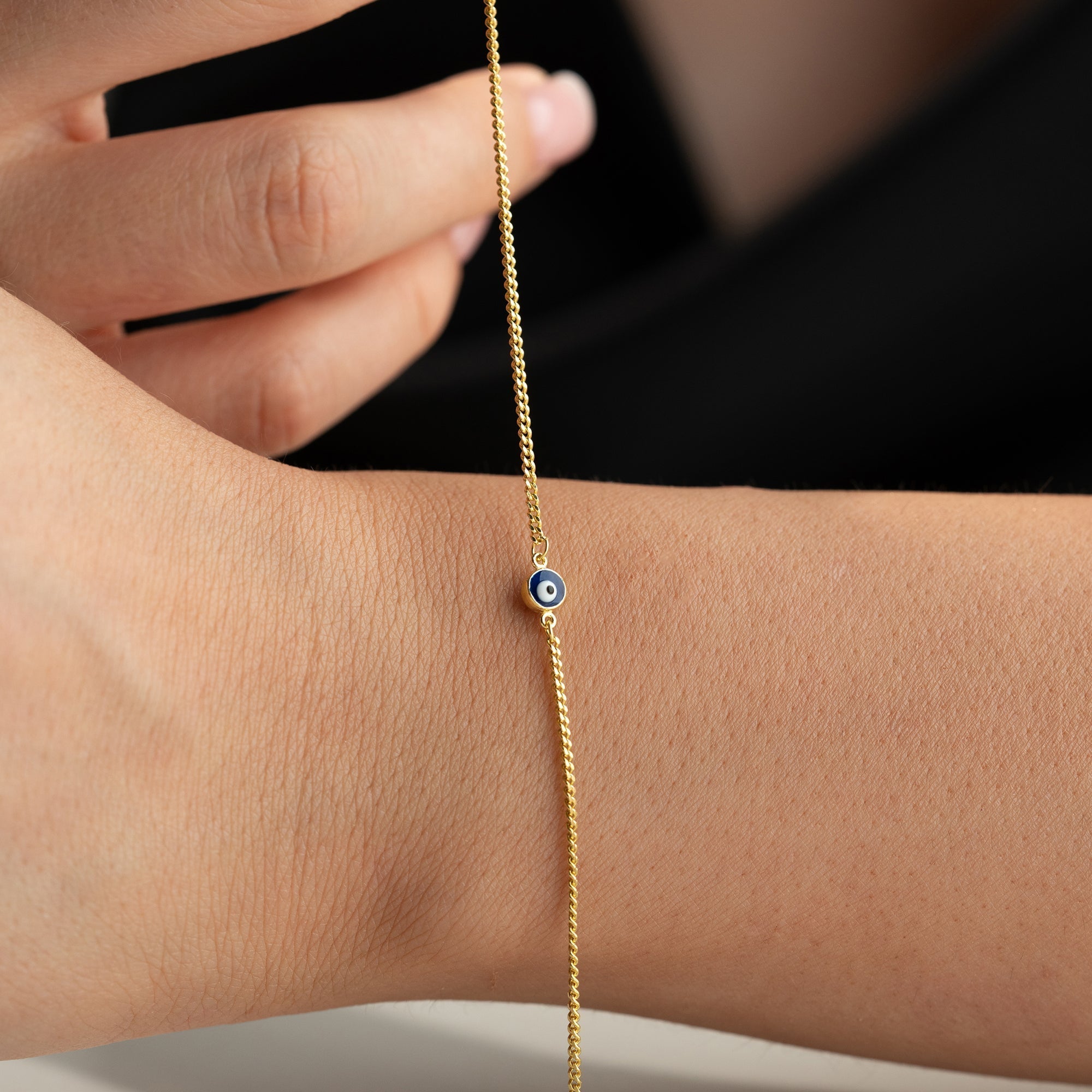 MINI DARK BLUE NAZAR ARMBAND aus 925 Silber - Eleganter Armband - AURIME