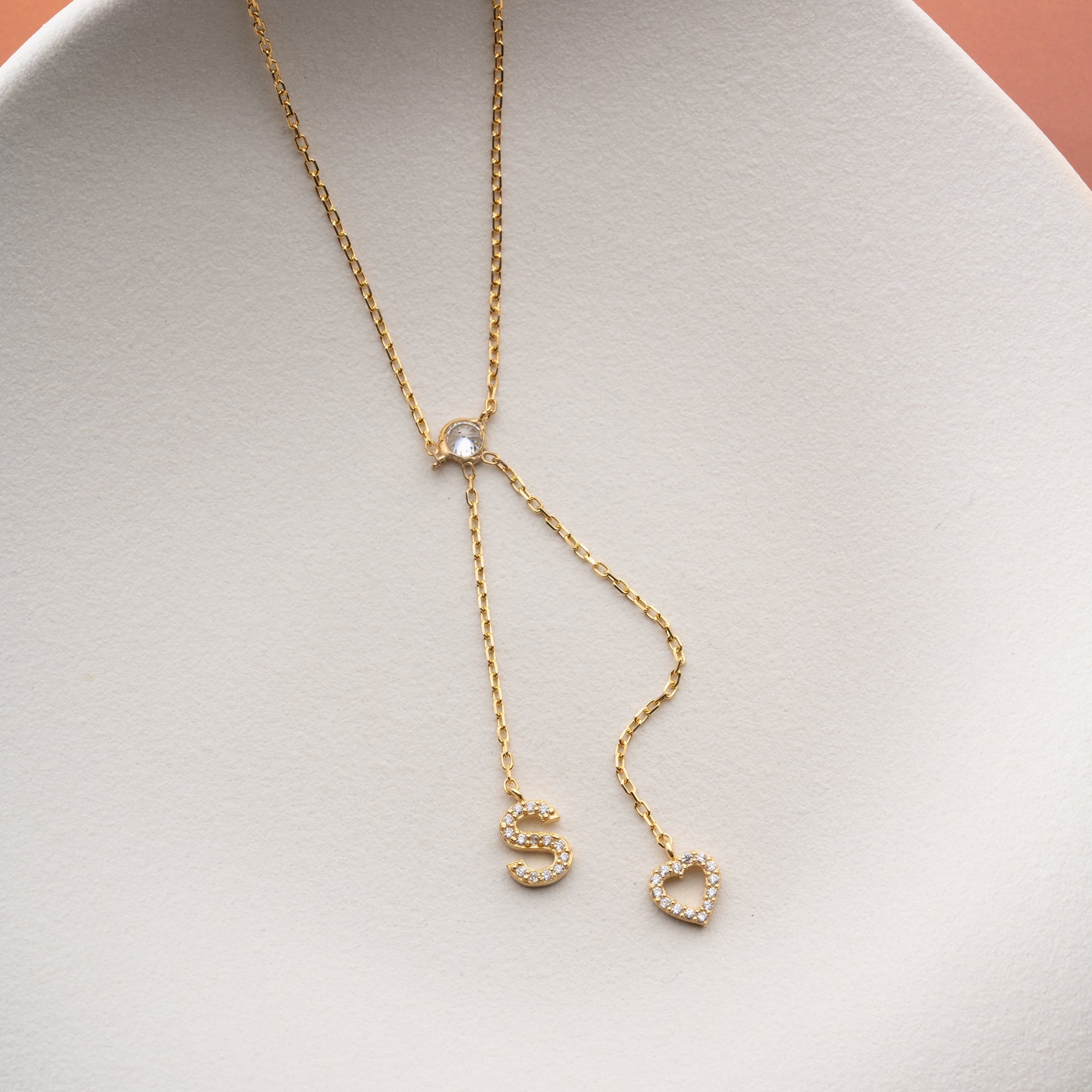 DUO HERZ LETTER HALSKETTE | 925 SILBER