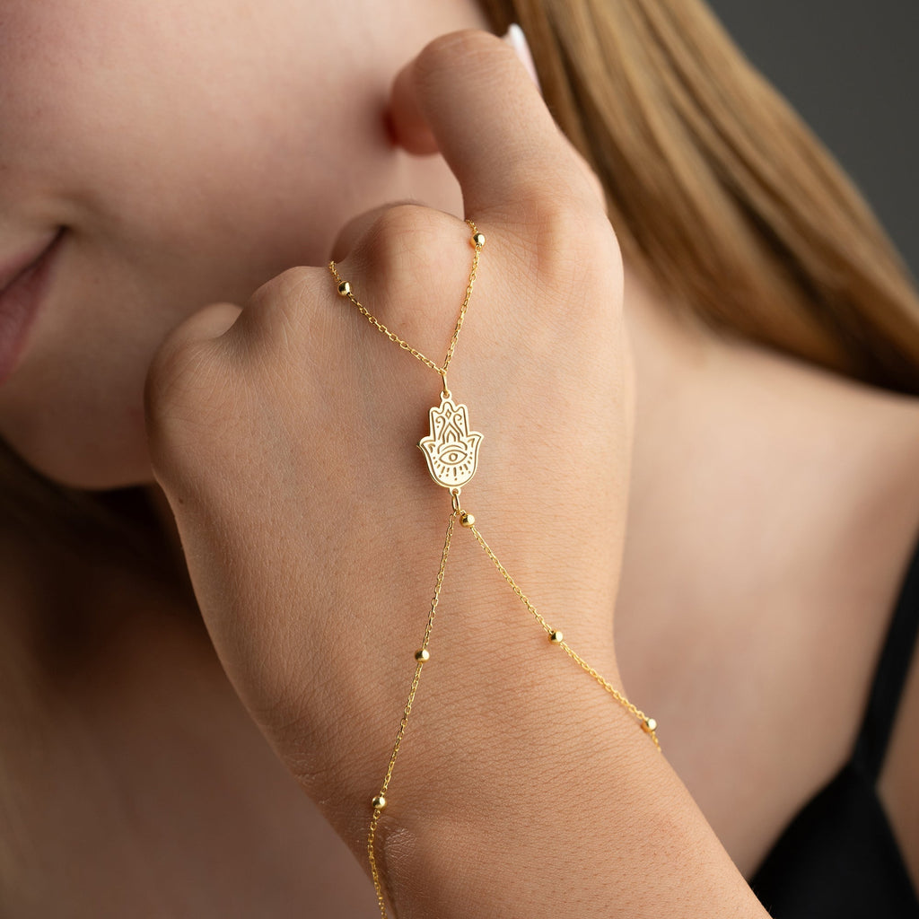 GEMUSTERTE FATIMAS HAND HANDKETTE aus 925 Silber - Eleganter Halskette - AURIME