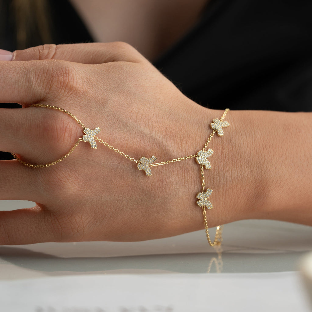 BUTTERFLY HANDKETTE aus 925 Silber - Eleganter Halskette - AURIME