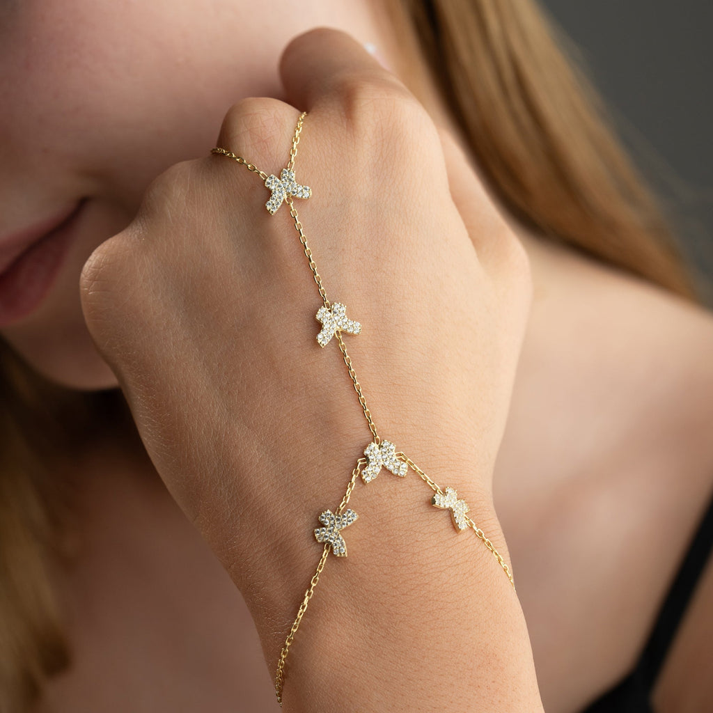 BUTTERFLY HANDKETTE aus 925 Silber - Eleganter Halskette - AURIME