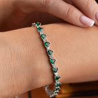 GRÜNER HERZ ARMKETTE | 925 SILBER