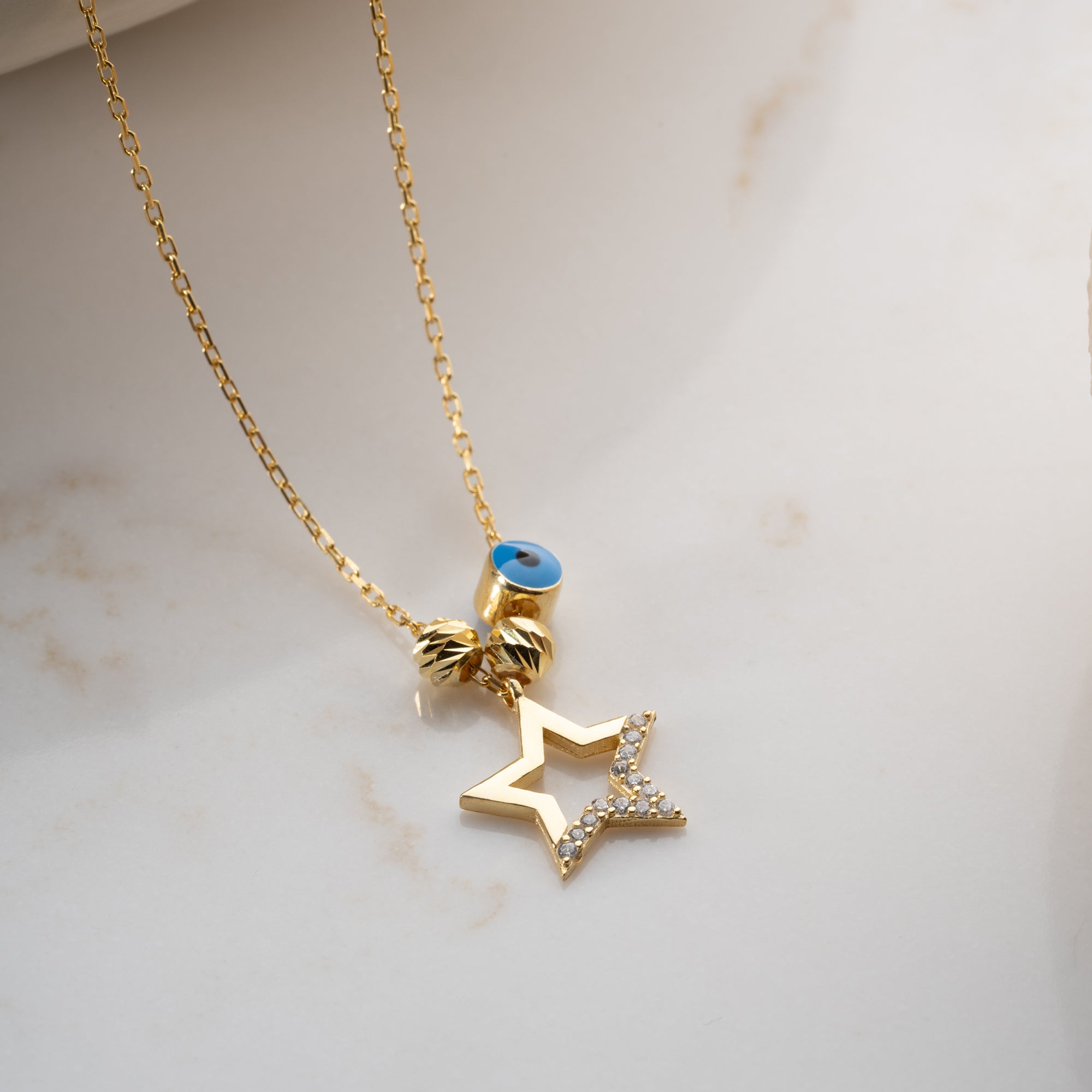 STERN NAZAR HALSKETTE aus 925 Silber - Eleganter Halskette - AURIME