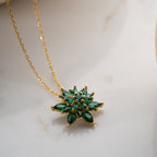 GRÜN LOTUS HALSKETTE aus 925 Silber - Eleganter Halskette - AURIME