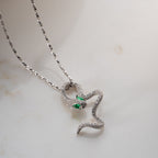 GRÜNE SNAKE HALSKETTE aus 925 Silber - Eleganter Halskette - AURIME