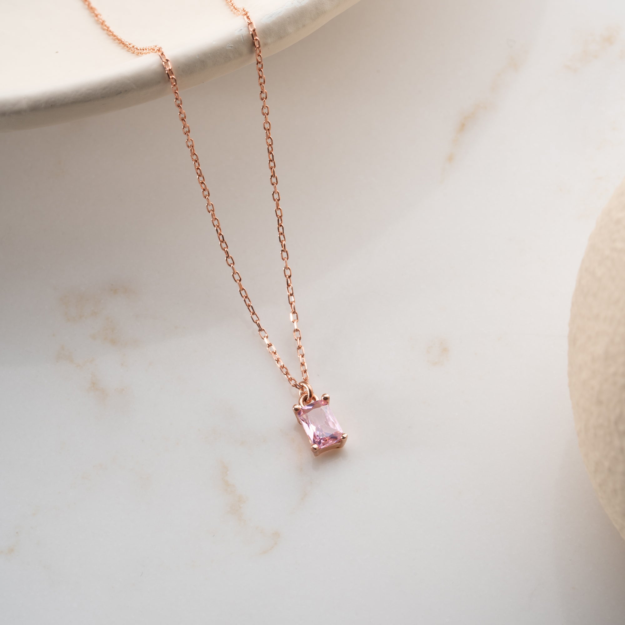 ROSA BAGUETTE HALSKETTE aus 925 Silber - Eleganter Halskette - AURIME