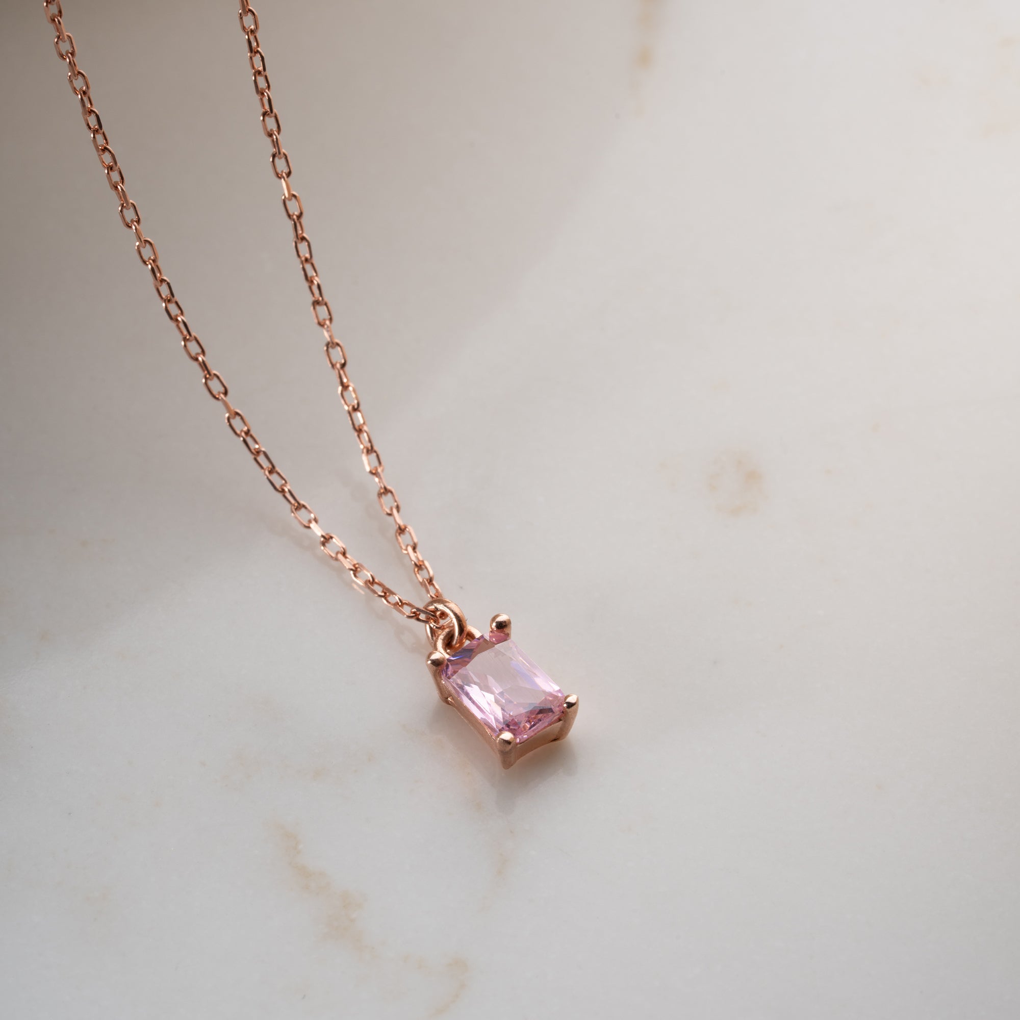 ROSA BAGUETTE HALSKETTE aus 925 Silber - Eleganter Halskette - AURIME