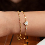DUO ZIRKONIA HERZ ARMKETTE | 925 SILBER