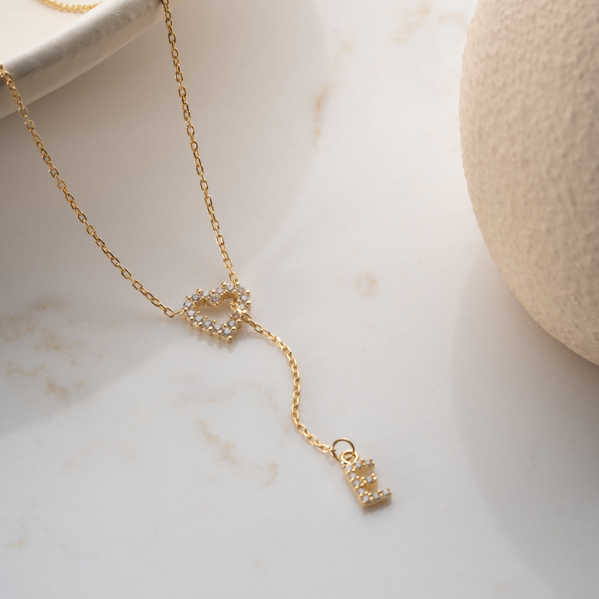 MINI HERZ BUCHSTABEN HALSKETTE | 925 SILBER