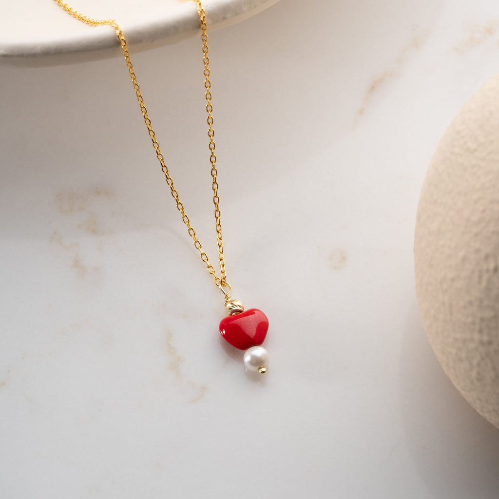 HERZ PERLE HALSKETTE aus 925 Silber - Eleganter Halskette - AURIME