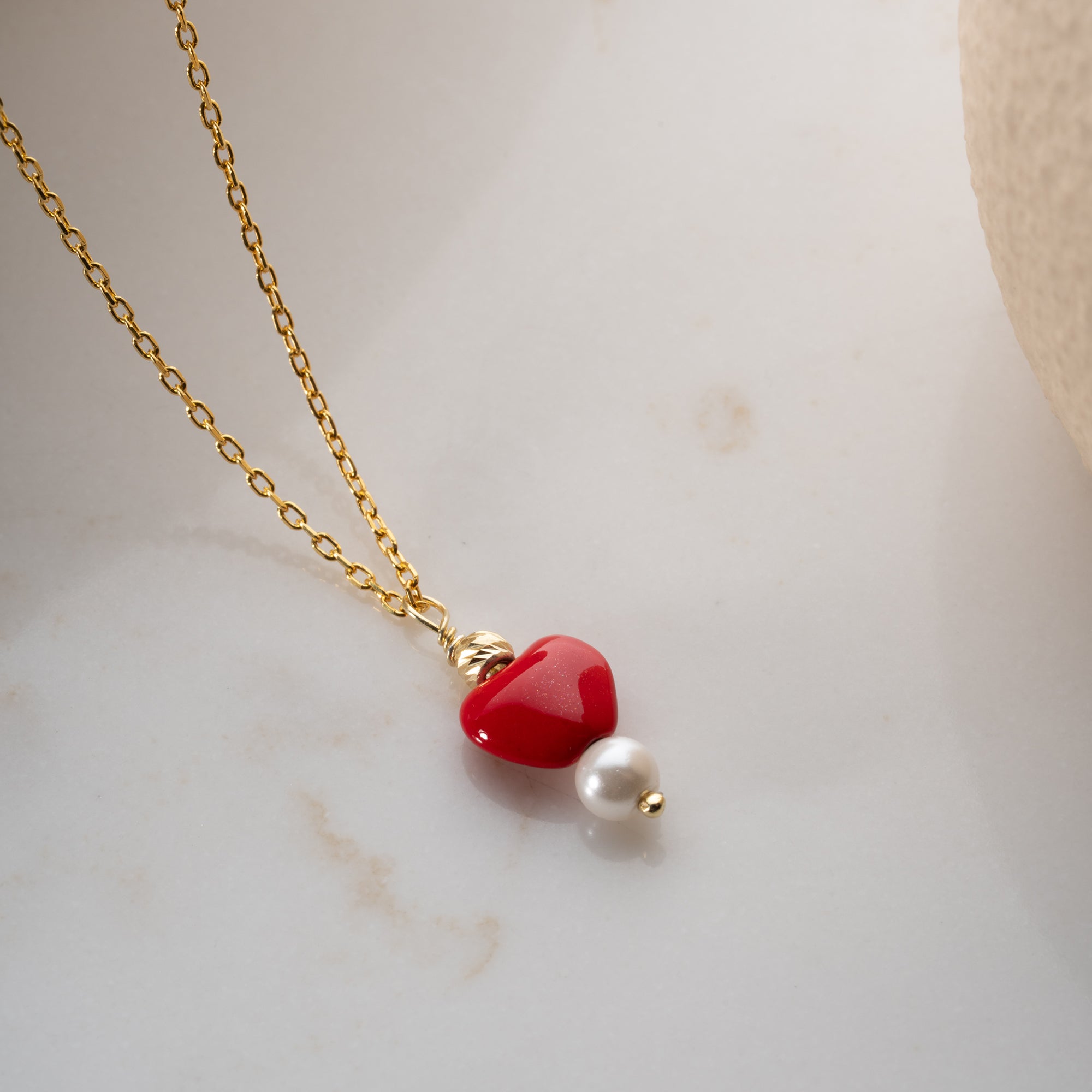 HERZ PERLE HALSKETTE aus 925 Silber - Eleganter Halskette - AURIME