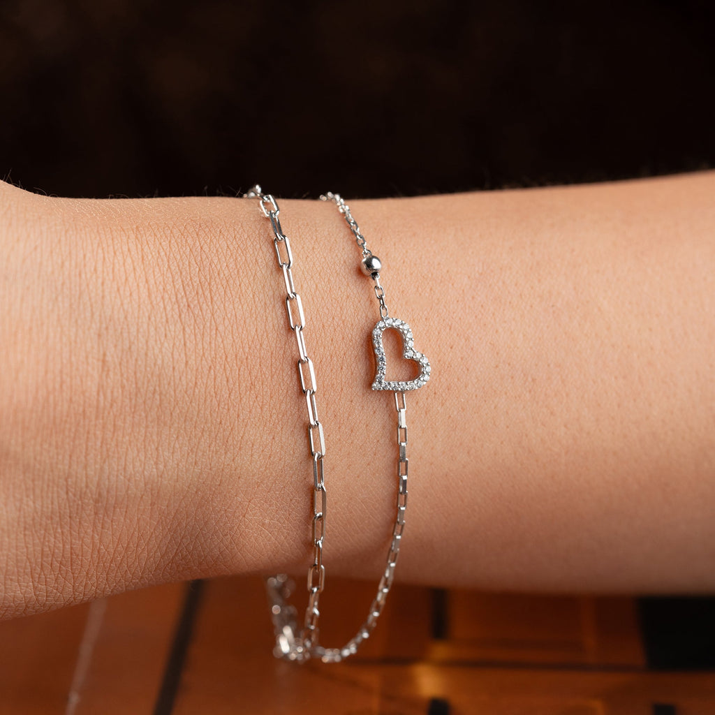DUO HERZ ARMKETTE II | 925 SILBER