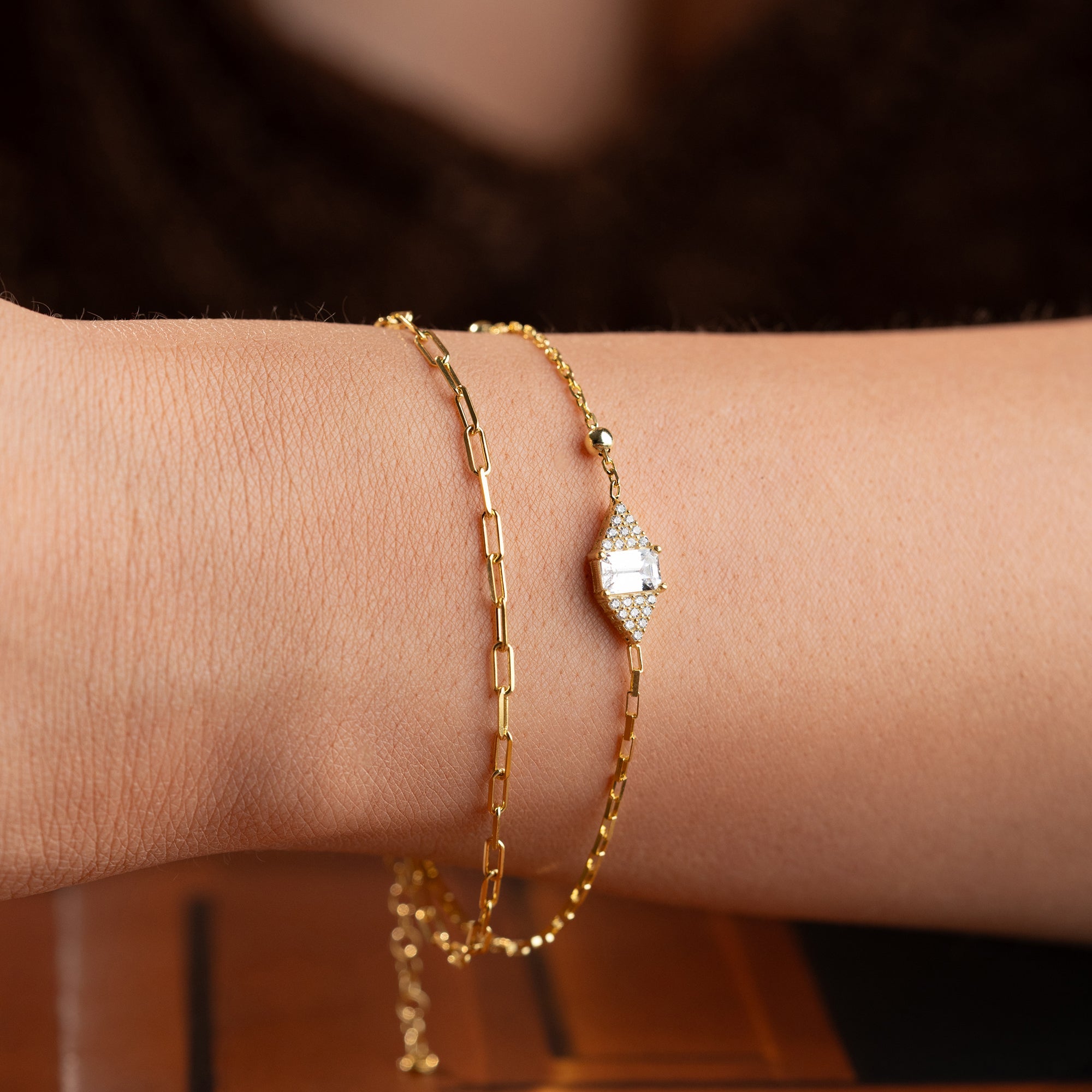 DUO ZİRKONIA STEIN BAGUETTE ARMKETTE | 925 SILBER