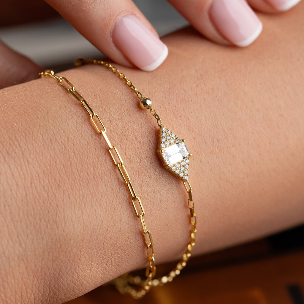 DUO ZİRKONIA STEIN BAGUETTE ARMKETTE | 925 SILBER