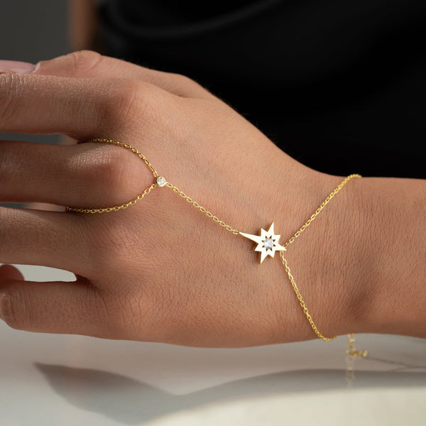 Heluvú Handkette aus 925 Silber von Aurime, filigranes Schmuckstück mit eleganten Details, auf einem weißen Hintergrund fotografiert.