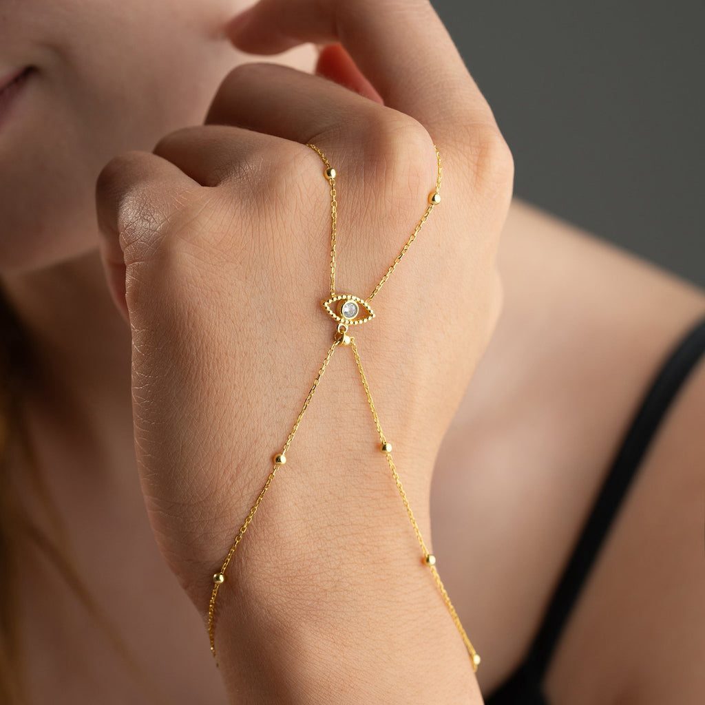ZIRKONIA AUGE HANDKETTE aus 925 Silber - Eleganter Halskette - AURIME