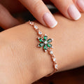 GRÜNER LOTUS ARMKETTE | 925 SILBER