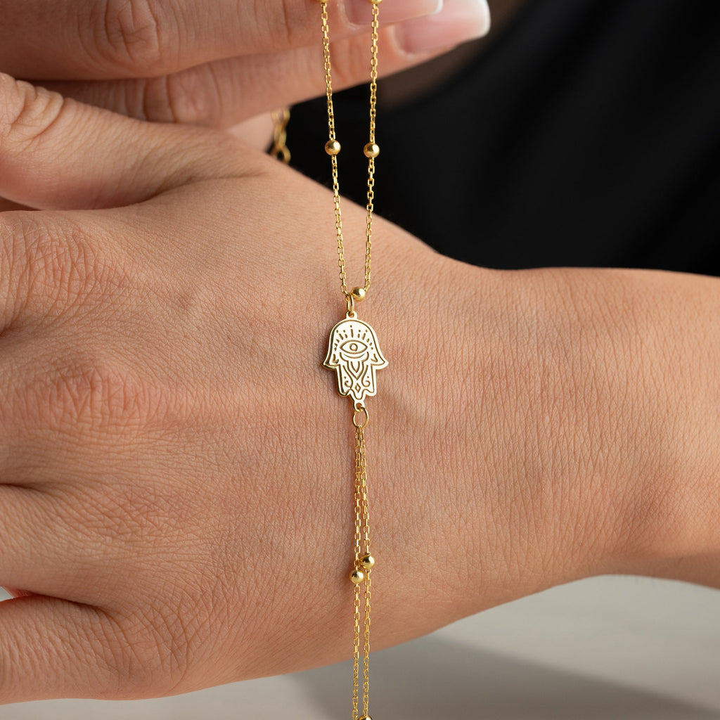 GEMUSTERTE FATIMAS HAND HANDKETTE aus 925 Silber - Eleganter Halskette - AURIME