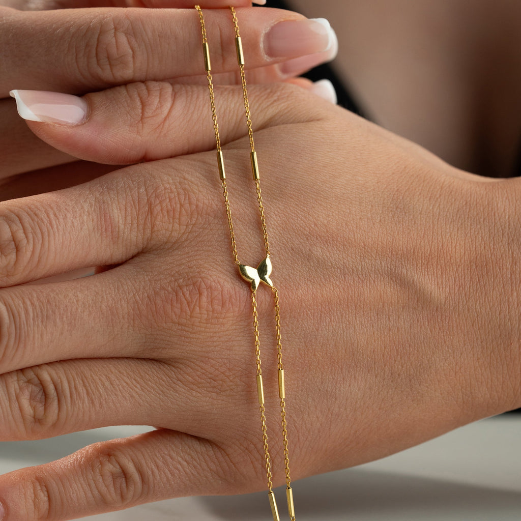 BUTTERFLY HANDKETTE aus 925 Silber - Eleganter Halskette - AURIME