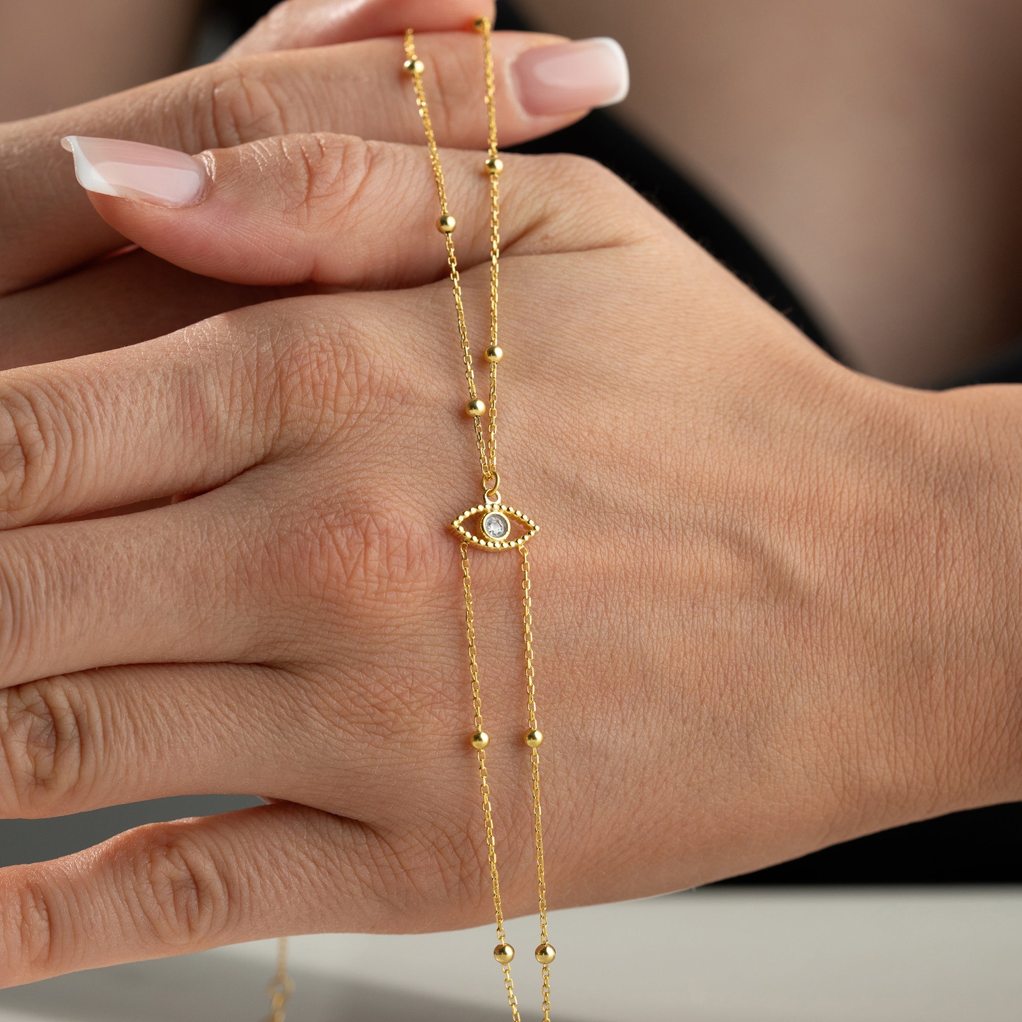 ZIRKONIA AUGE HANDKETTE aus 925 Silber - Eleganter Halskette - AURIME