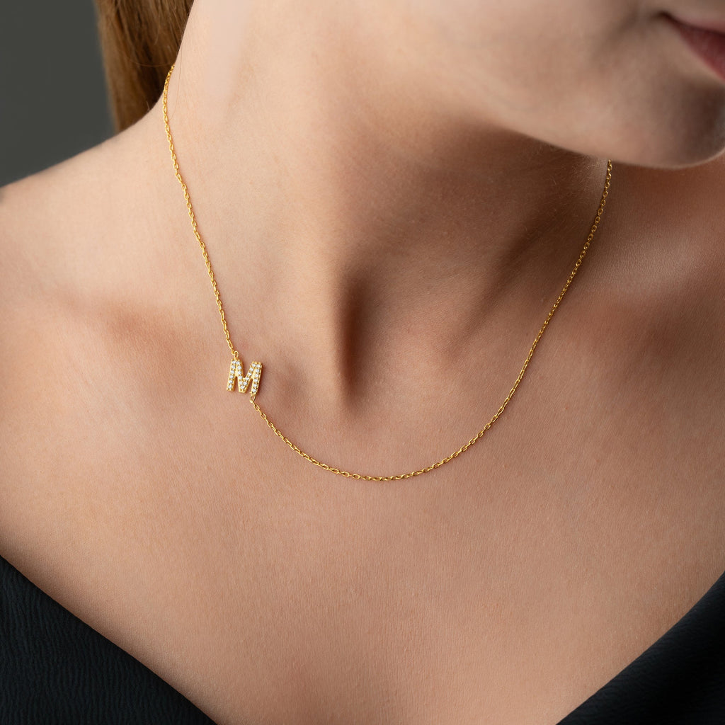 ZIRKONIA BUCHSTABEN HALSKETTE | 925 SILBER